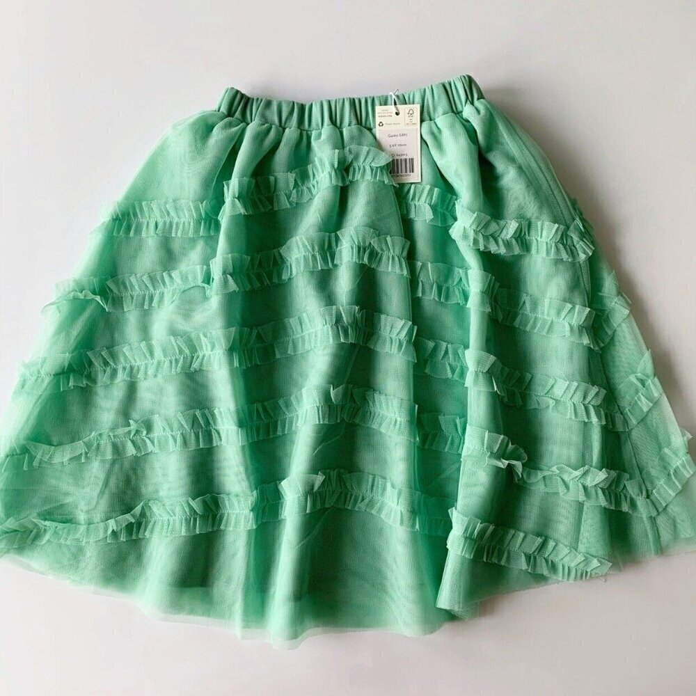 NWT Mini Boden Green Girl Tulle Midi Occasion Skirt 6-7 years or 7-8 years